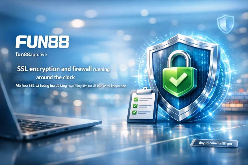 công nghệ bảo mật SSL tường lửa đa tầng Fun88 bảo vệ dữ liệu người dùng